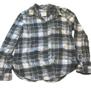 American Eagle Outfitters Green and White Casual Button Down Shirt